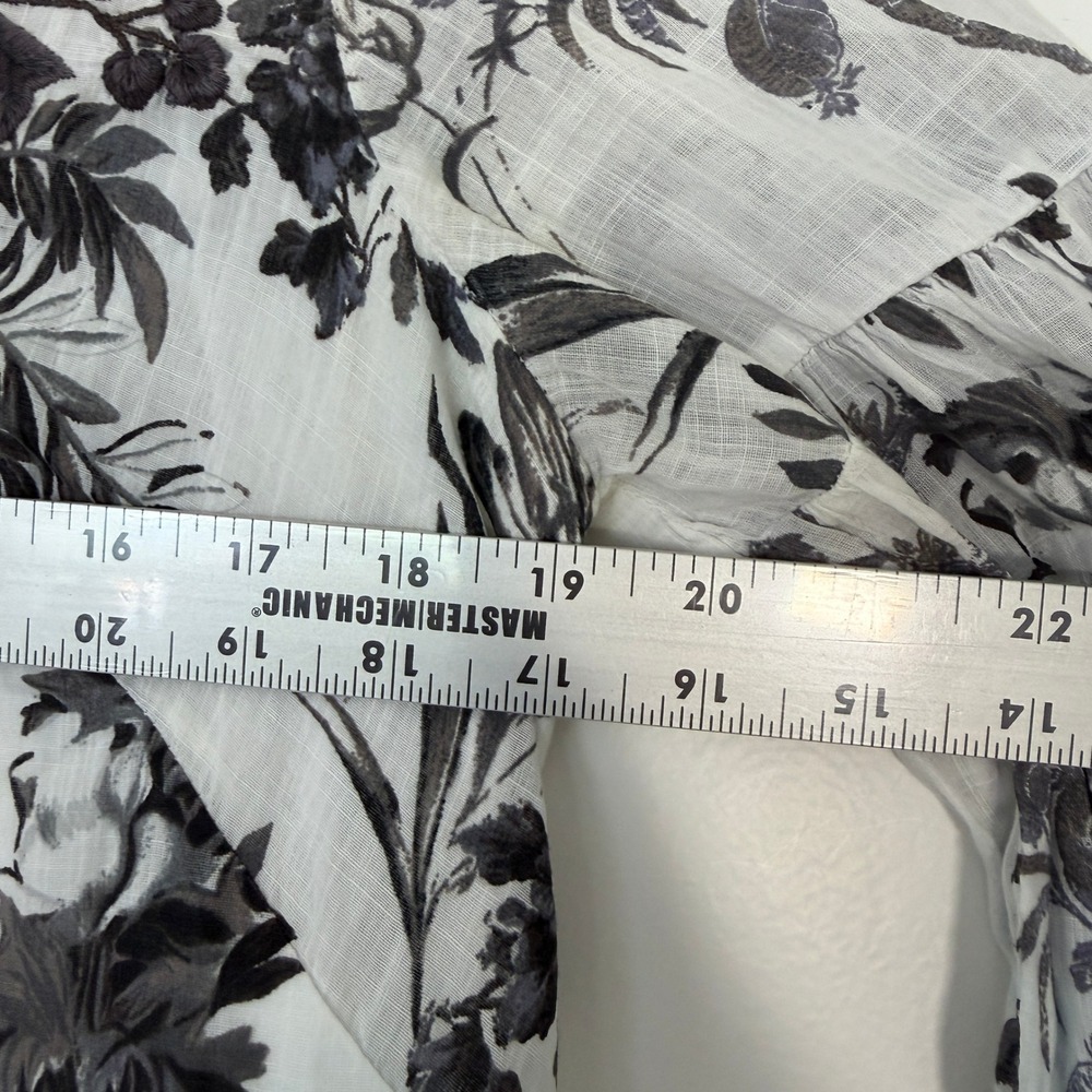 Anthropologie Lavinia Embroidered Blue White Floral Cotton Shirt Dress Size 8 - Picture 8 of 9